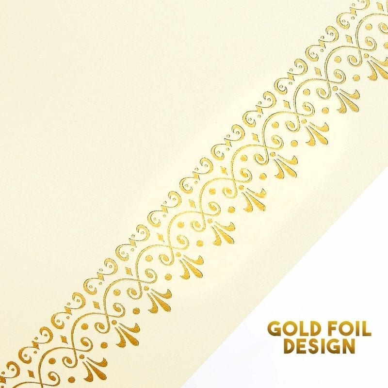Paper Junkie 48 Pack Blank Certificate Award Printer Paper Gold Foil Border 8.5" x 11"
