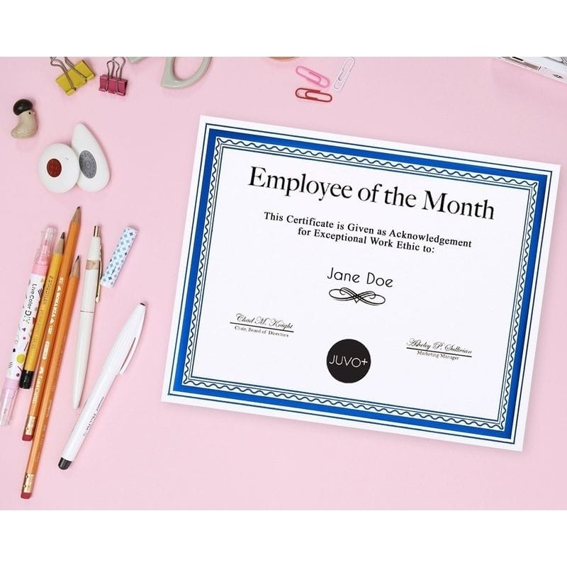 Paper Junkie 50 Pack Blank Certificate Award Printer Paper Blue Foil Border 8.5" x 11"