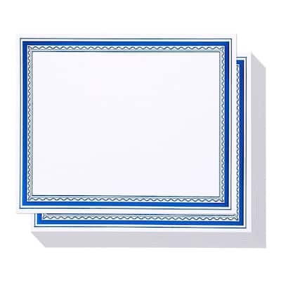 Paper Junkie 50 Pack Blank Certificate Award Printer Paper Blue Foil Border 8.5" x 11"