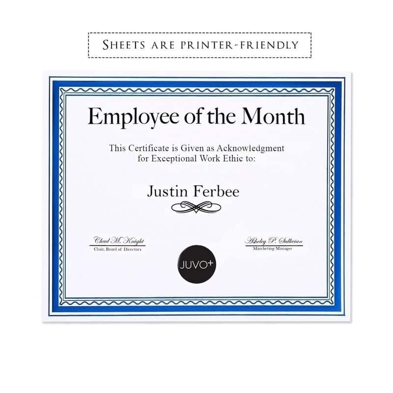 Paper Junkie 50 Pack Blank Certificate Award Printer Paper Blue Foil Border 8.5" x 11"