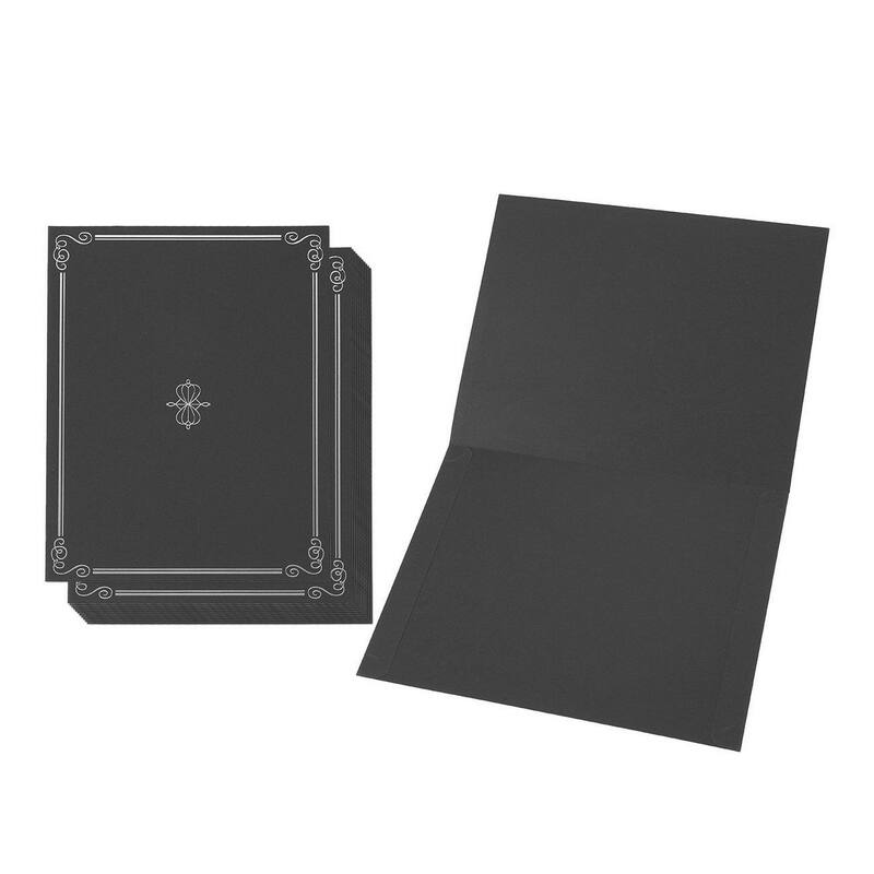 Best Paper Greetings 12-Pack Certificate Holder Diploma Cover Letter-Sized Black Silver Foil Border