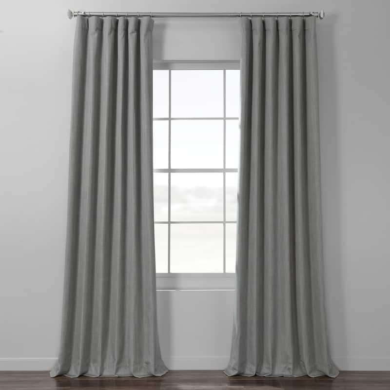 Exclusive Fabrics Italian Textured Faux Linen Insulated Thermal Blackout Curtain (1 Panel) - Premium Texture, Luxurious Elegance - 50 X 96 - Pebble Grey