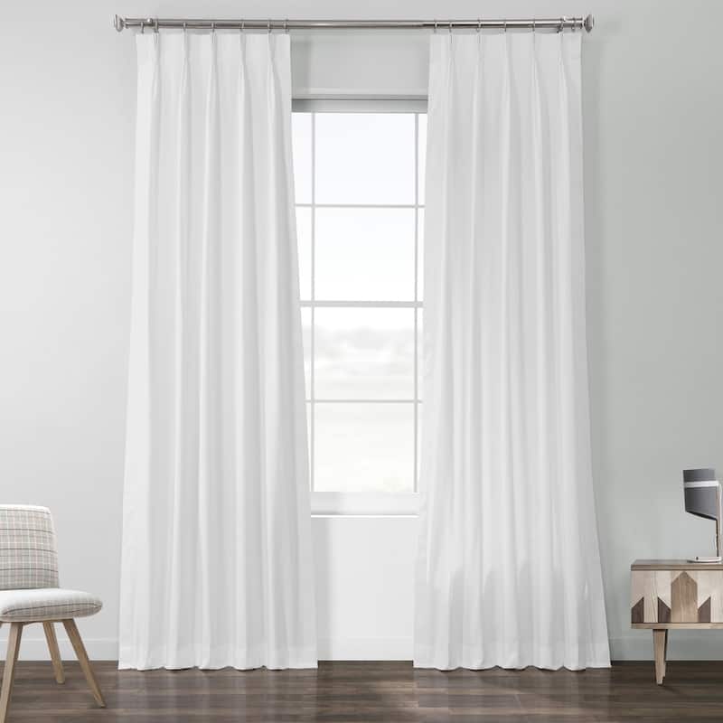 Exclusive Fabrics Solid Cotton Pleated Curtain (1 Panel) - 25 X 96 - White