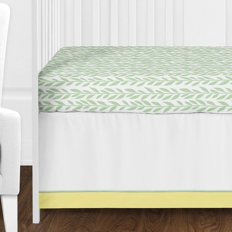Sweet Jojo Designs Yellow Green White Boho Floral Sunflower 11-pc Girl Nursery Crib Bedding Set - Farmhouse Watercolor Flower