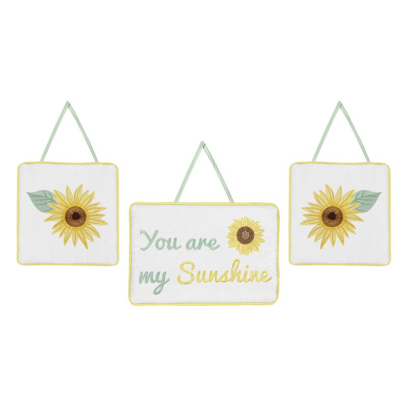 Sweet Jojo Designs Yellow Green White Boho Floral Sunflower 11-pc Girl Nursery Crib Bedding Set - Farmhouse Watercolor Flower