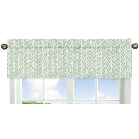 Sweet Jojo Designs Green and White Leaf Floral Collection Window Curtain Valance - Boho Farmhouse Sunflower Collection