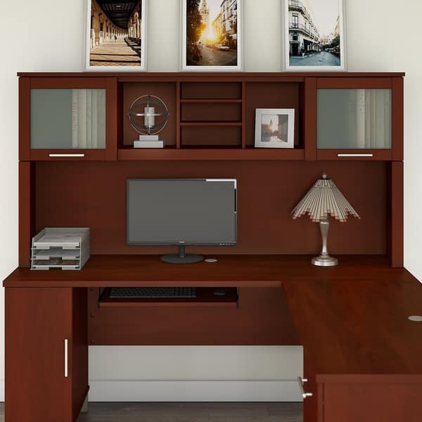 Cabot L Shaped Computer Desk with Storage in Espresso Oak