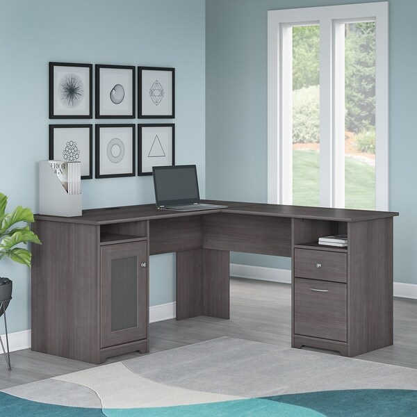 Porch & Den Burgas Heather Grey 60W L Shaped Computer Desk