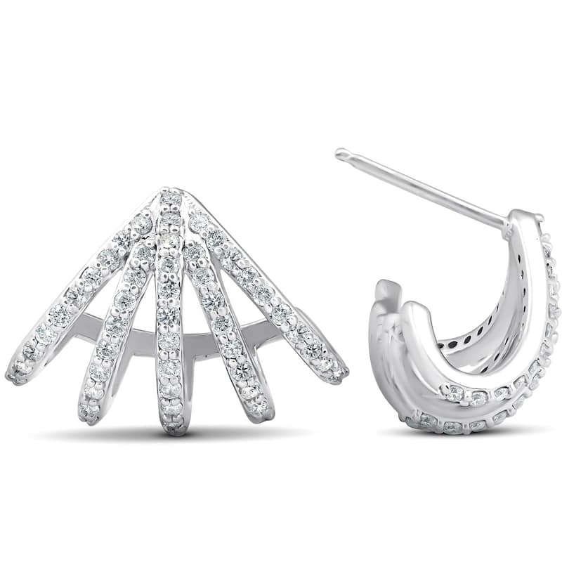 1 Ct Diamond Burst Studs Womens Huggie Earrings White Gold Lab Grown