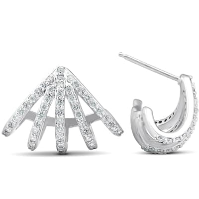 1 Ct Diamond Burst Studs Womens Huggie Earrings White Gold Lab Grown