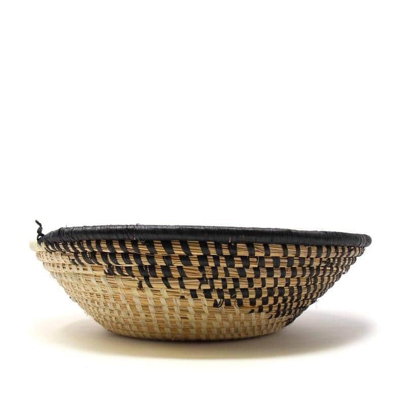 Handmade Woven Sisal Basket, Natural/Black Spiral