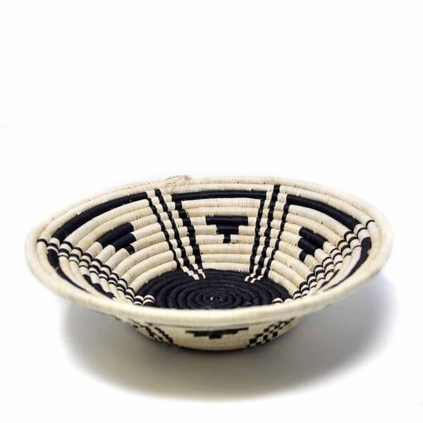 The Curated Nomad Sparrow Handmade Sisal Black Geometric Fruit Basket