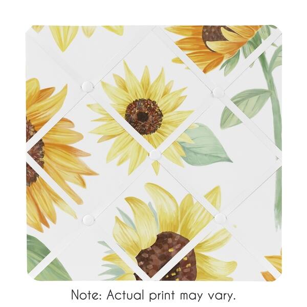 slide 2 of 2, Sweet Jojo Designs Yellow Green Boho Floral Sunflower 13-in Fabric Memory Photo Bulletin Board - Farmhouse Watercolor Flower