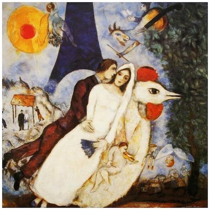 CANVAS The Fiances Of The Eiffel Tower (Les Fiances De La Tour Eiffel) by Marc Chagall