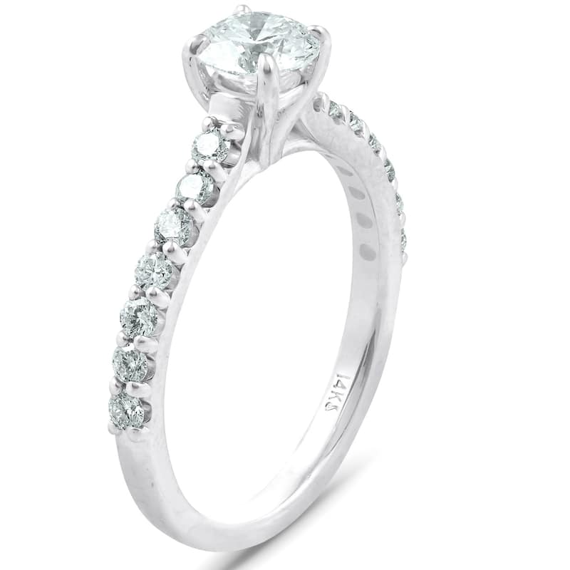 1 Ct TDW Round Lab Created Diamond Classic Engagement Ring 14k White Gold