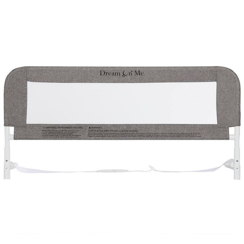 Dream On Me 3D Linen fabric and Mesh Security Bed Rail in Grey Size - Twin