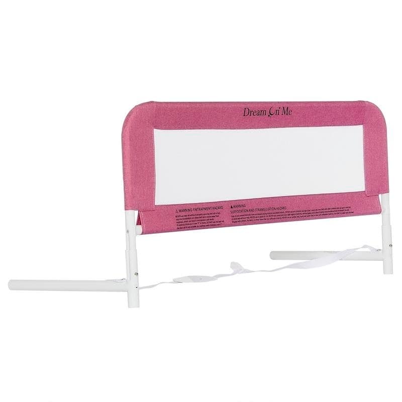 Dream On Me 3D Linen fabric and Mesh Security Bed Rail in Pink Size - Twin