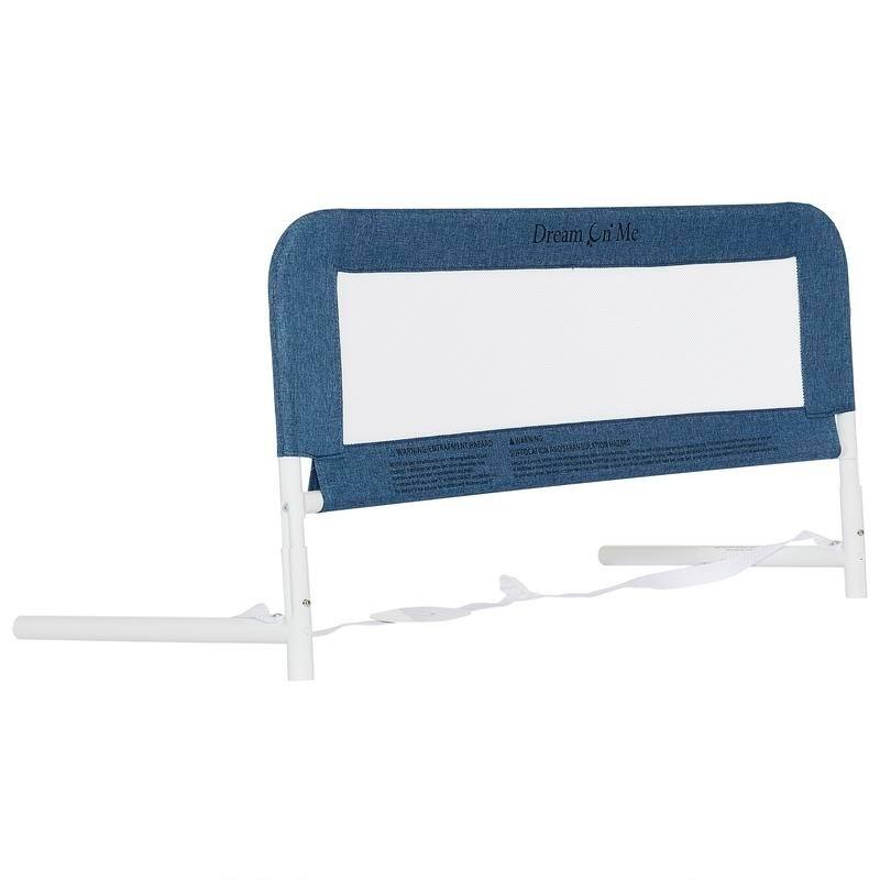 Dream On Me 3D Linen fabric and Mesh Security Bed Rail in Navy Size - Twin