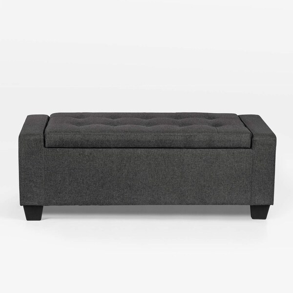 Adeco OF0047 48 Inches Long Storage Bench Ottoman, Dark Gray