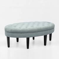 Adeco OF0034 Oval Footstool-48 Inch Storage Ottomans, Pale Blue