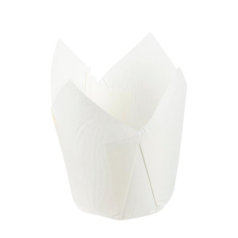 White Tulip Muffin Liners, Cupcake Wrappers, Paper Baking Cups (100 Pack)