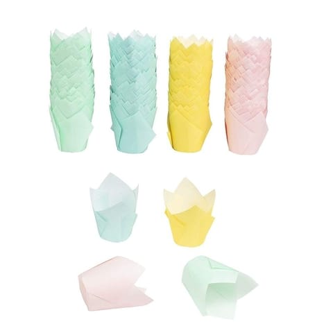 400-Pack Pastel Colors Tulip Muffin Wrappers Cupcake Paper Liners Baking Cups