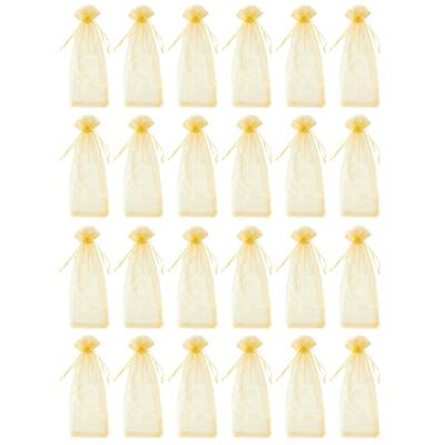 24-Pack Gold Satin Drawstring Wine Wrapping Bags Bottle Gift Bag for Display