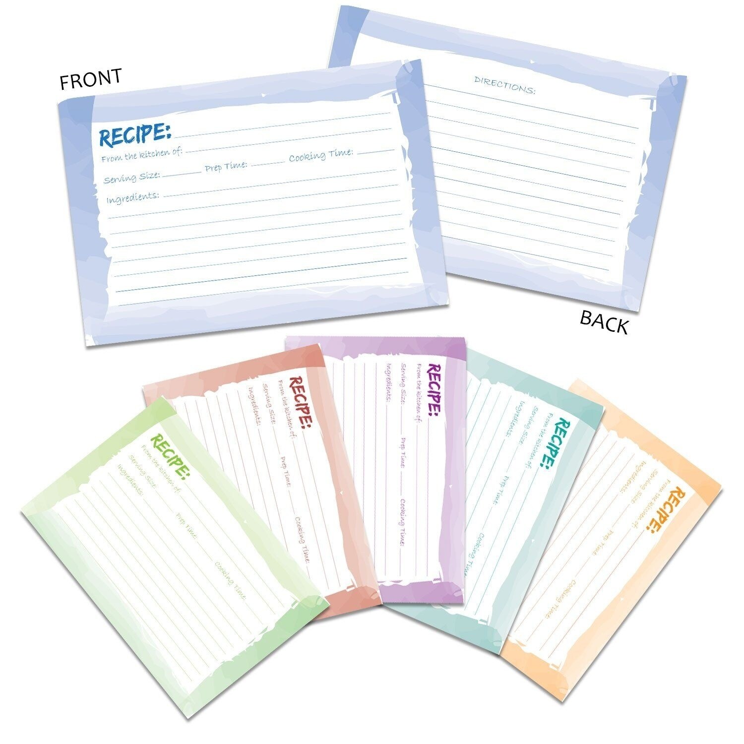 60-Pack 4x6 Recipe Cards Double Sided, Colored Recipe Index Cards