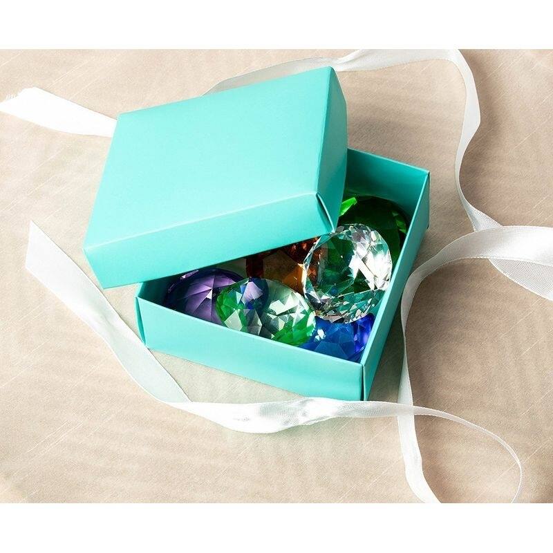 Blue Panda 24 Pack Small Turquoise Gift Boxes with Lids & Ribbon for Presents, 3.7x3.7x1.6"