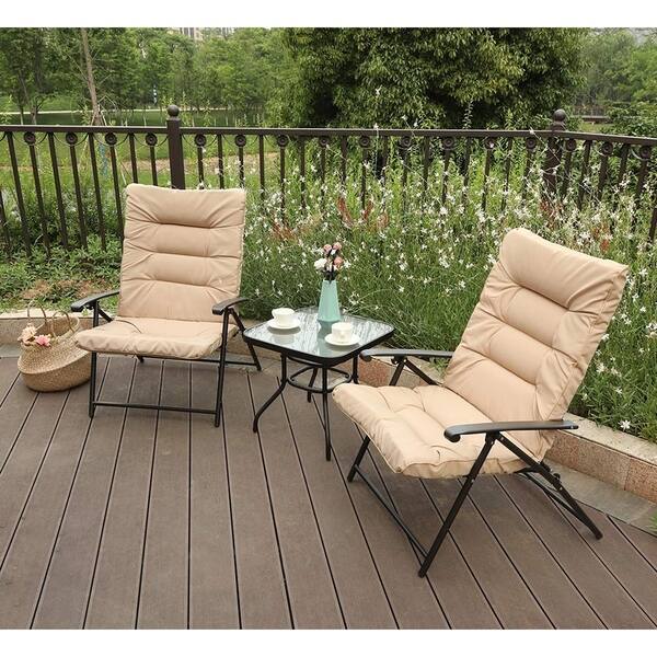 Shop Phi Villa Patio Padded Folding Chair 3 Pcs Free Shipping