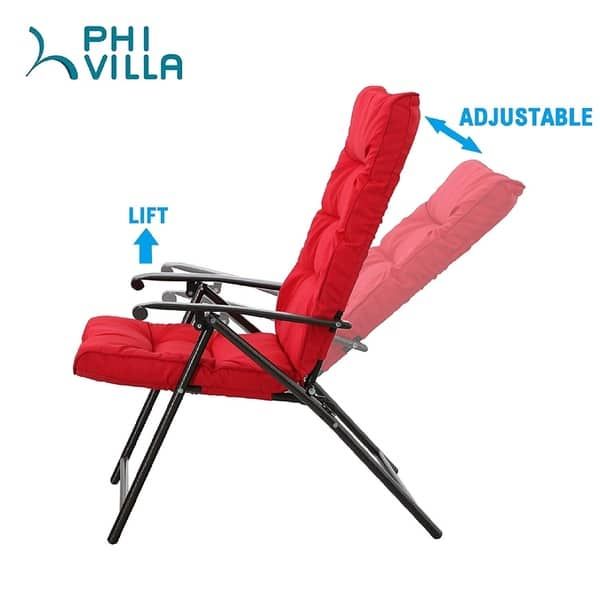 Shop Phi Villa Patio Padded Folding Chair 3 Pcs Free Shipping