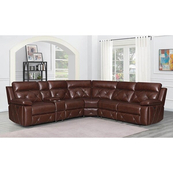 Runyan Chocolate 6-Piece Upholstered Power^2 Sectional