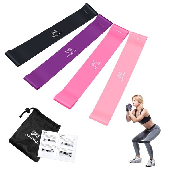 Omorc Resistance Bands 4 Resistance Levels Stretch Therapy Exercise Fitness Band with Storage Bag Natural Latex