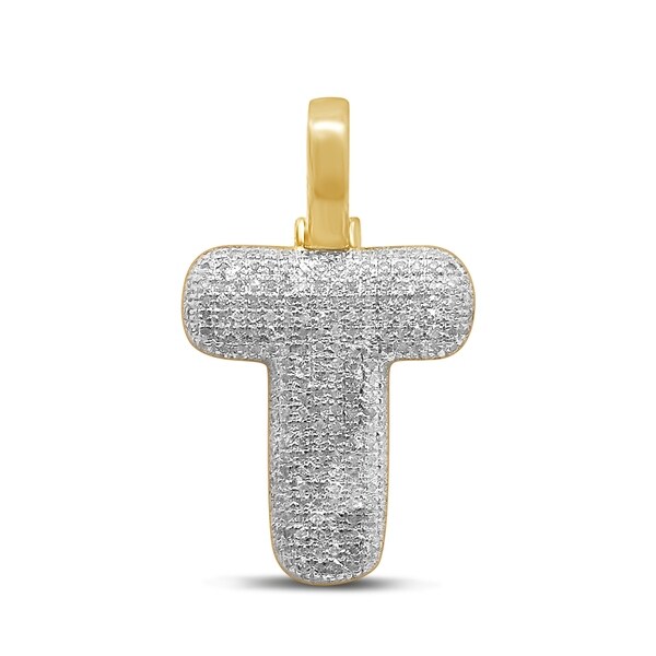 Unending Love 10K Yellow Gold 1/2ct. TDW Diamond 'T' Initial Pendant Necklace