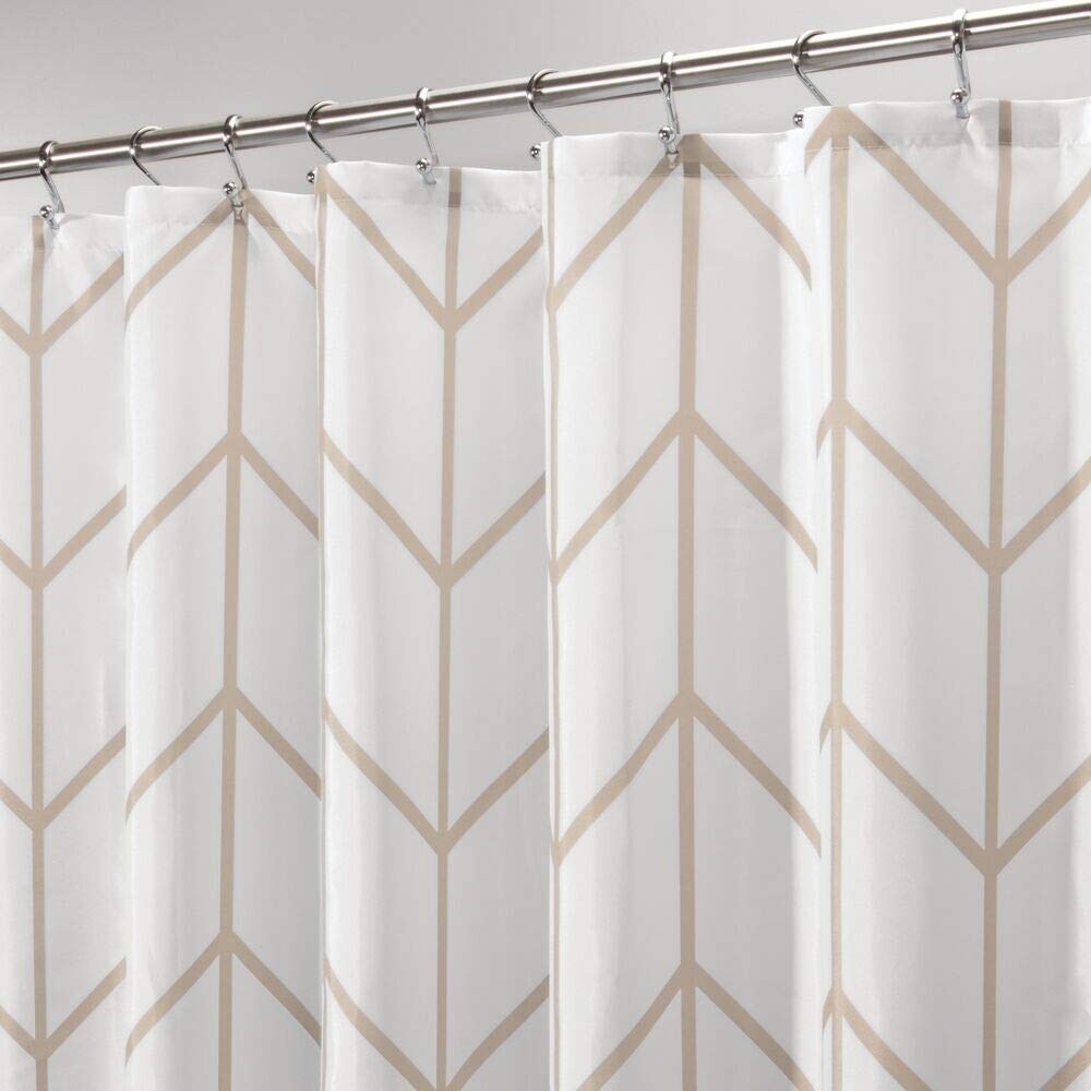Shop Easy Care Fabric Shower Curtain With Reinforced Cream Beige