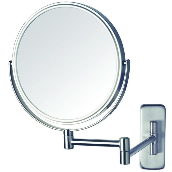 8-Inch Wall Mount Makeup Mirror with 5x Magnification, Nickel Finish