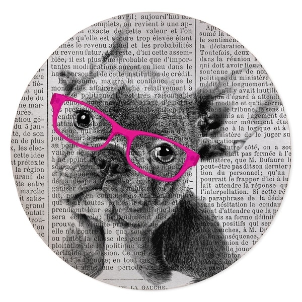 FRENCH BULLDOG WITH PINK GLASSES Area Rug By Kavka Designs