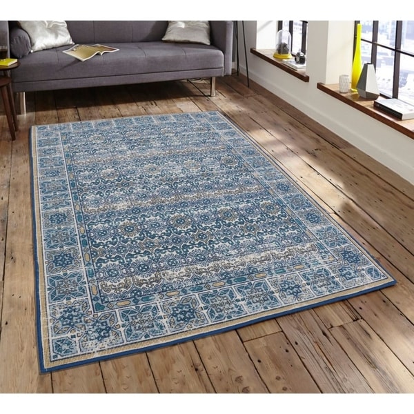 RugSmith Blue Bristol Distressed Transitional Area Rug, 5' x 7' - 5' x 8'/Surplus