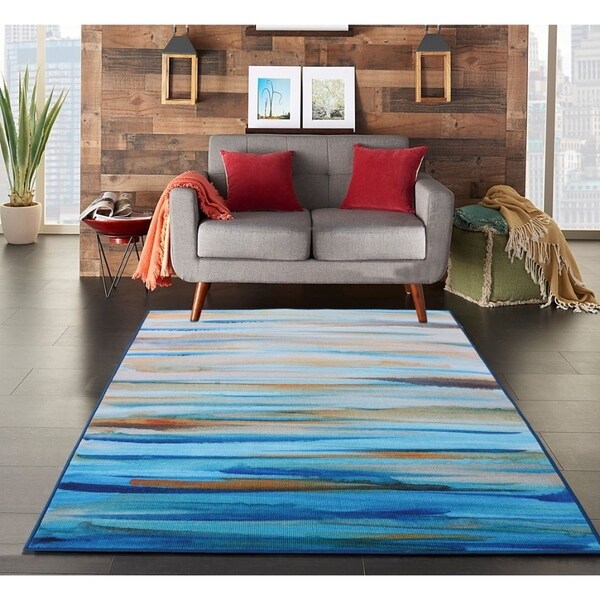 RugSmith Blue Palma Contemporary Modern Area Rug, 5' x 7' - 5' x 8'/Surplus