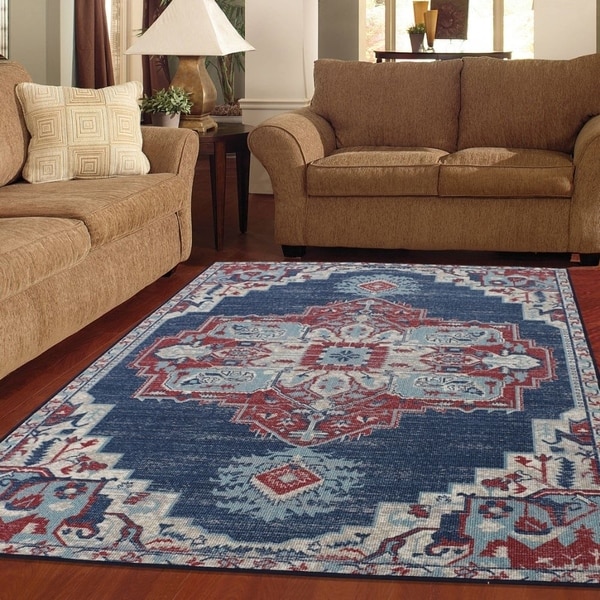RugSmith Denim Izmir Distressed Vintage Inspired Area Rug, 5' x 7' - 5' x 8'/Surplus