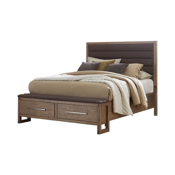 Shop Strick Bolton Ingram Grey Oak Bed With Storage Bench