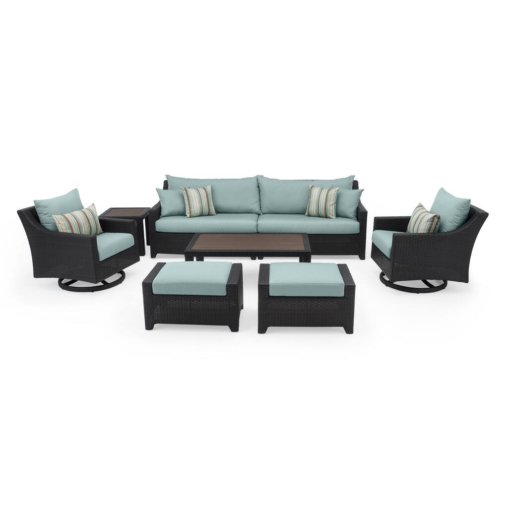 Deco 8 Piece Sunsharp Outdoor Patio Deluxe Sofa And Club Chair Set - Bliss Blue