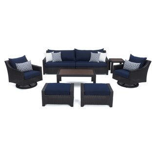Deco 8 Piece Sunbrella Outdoor Patio Deluxe Sofa And Club Chair Set - Navy Blue