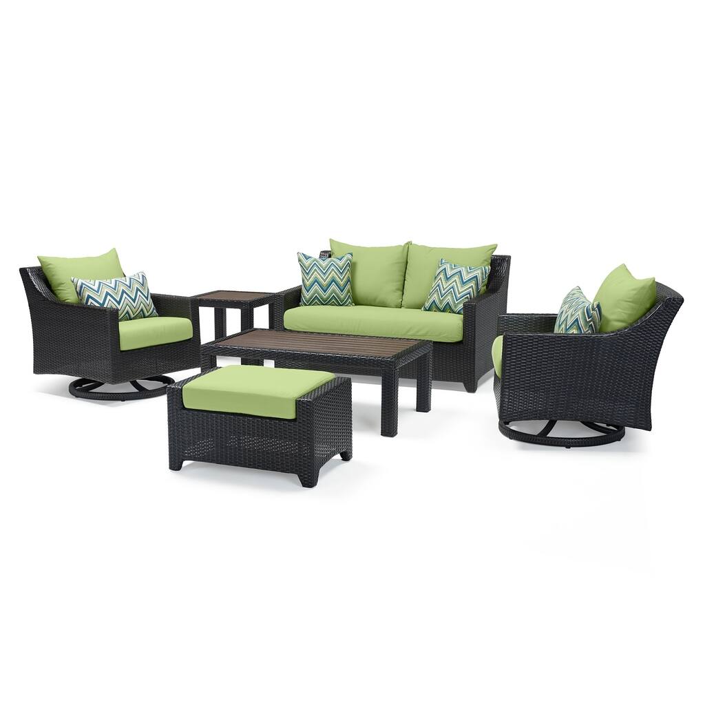 Deco 6 Piece Sunbrella Outdoor Patio Loveseat And Motion Club Chair Set - Ginkgo Green