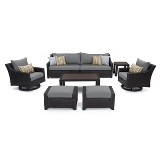 Deco 8 Piece Sunbrella Outdoor Patio Deluxe Sofa And Club Chair Set - Charcoal Gray
