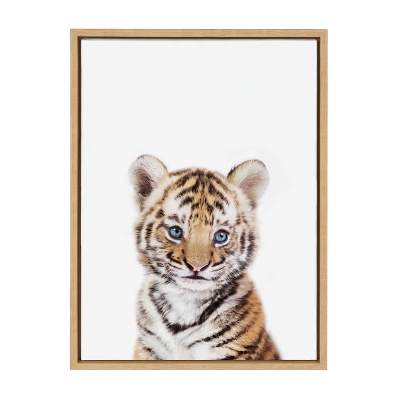 Kate and Laurel Sylvie Baby Tiger Framed Canvas by Amy Peterson - 18x24 - Plastic - Brown