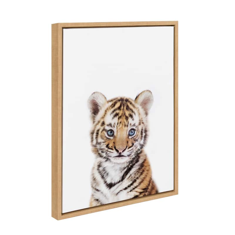 Kate and Laurel Sylvie Baby Tiger Framed Canvas by Amy Peterson