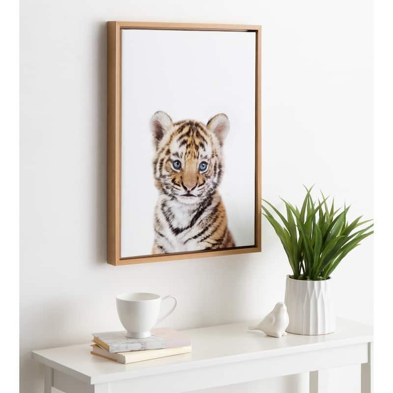 Kate and Laurel Sylvie Baby Tiger Framed Canvas by Amy Peterson