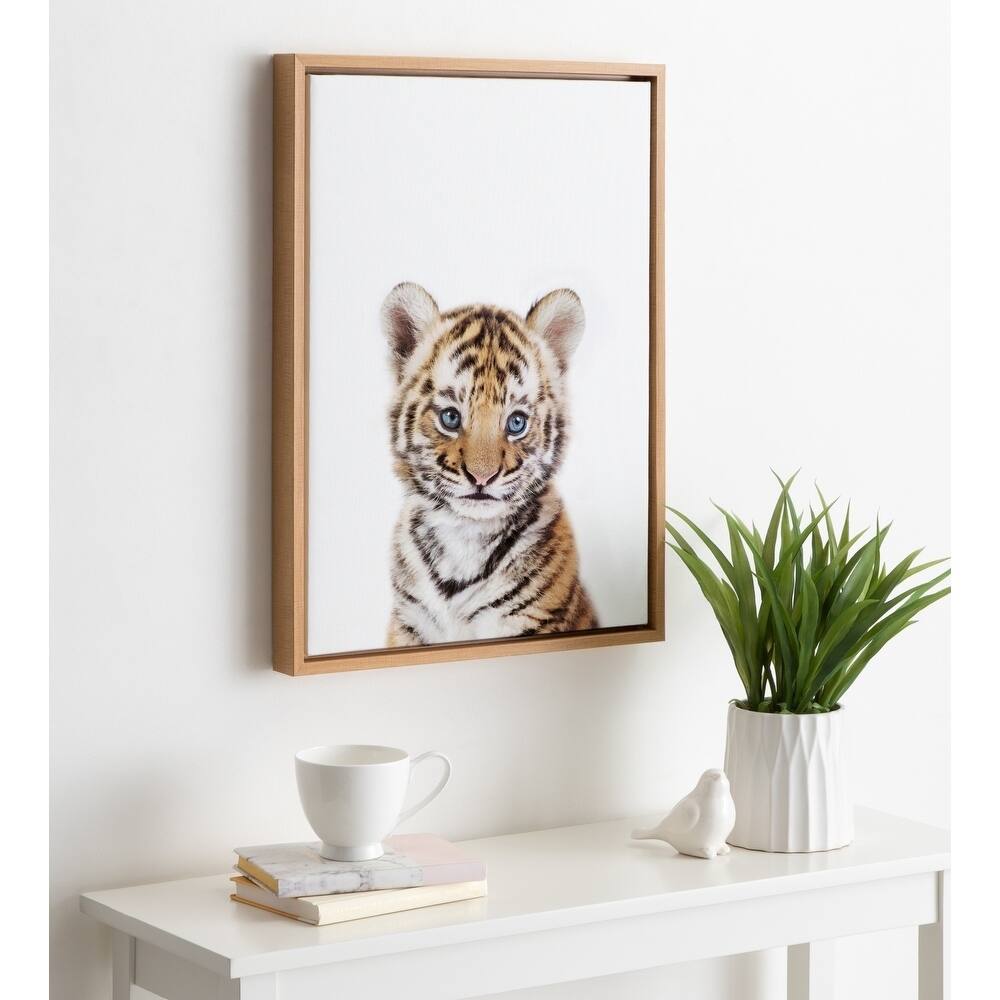 Kate and Laurel Sylvie Baby Tiger Framed Canvas by Amy Peterson
