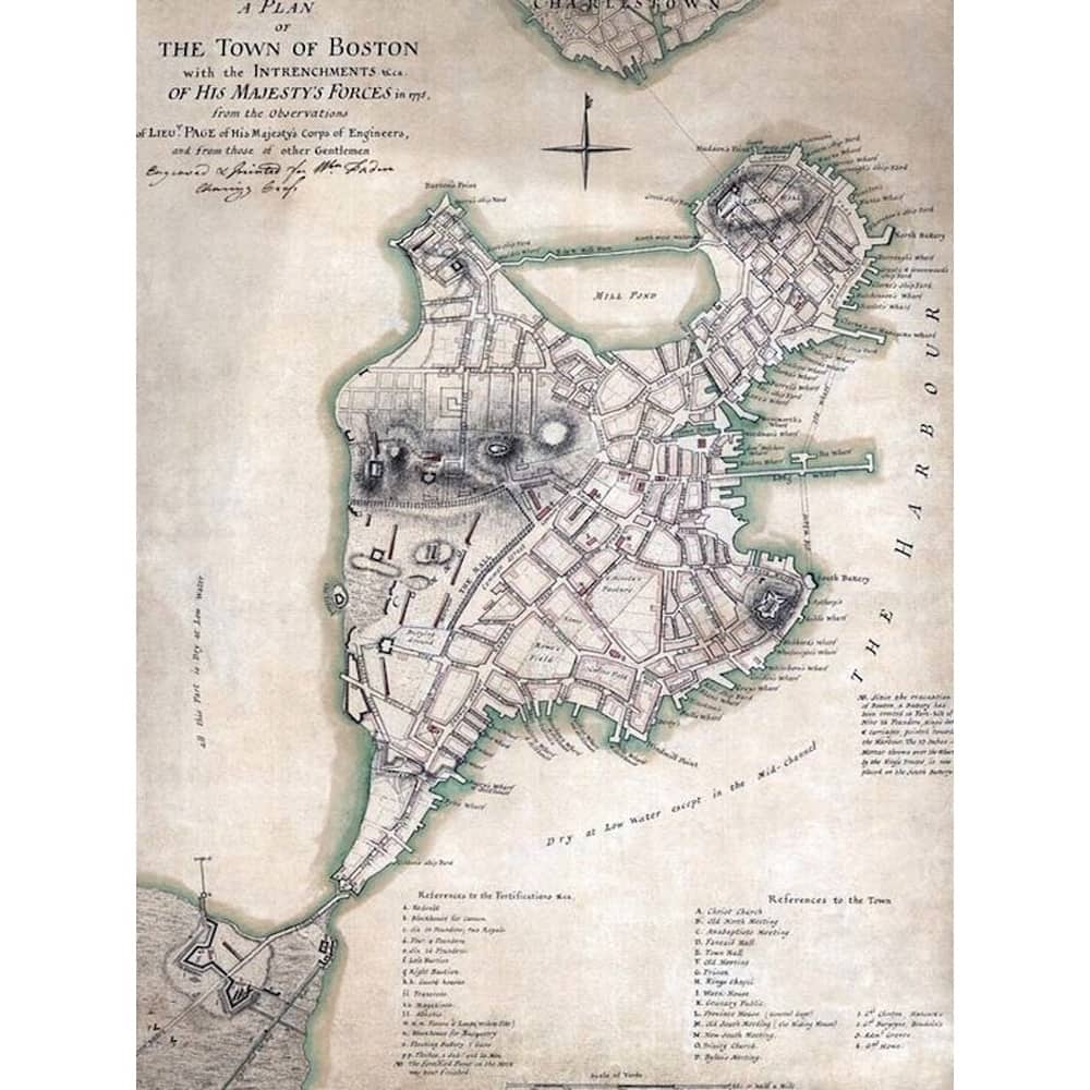 CANVAS Antique Boston Harbor Map by Brandi Fitzgerald Graphic Art